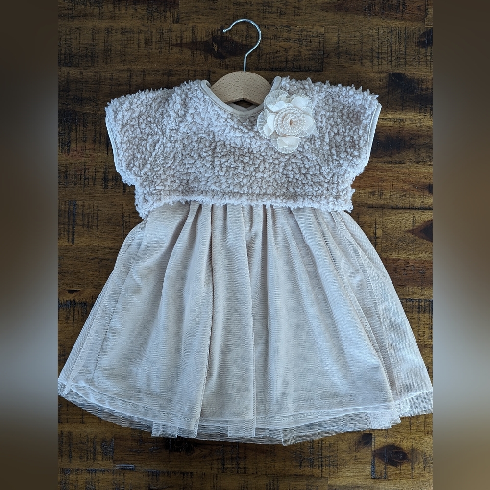 Pippa and Julie Champaign dress w/ Fuzzy Sweater